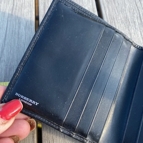 Burberry Nova Check PVC/Leather🔥Bifold+Front SNAP🔥8slot+Bill🔥4x4”Made🇮🇹VGUC